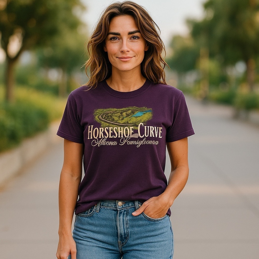 Vintage Eagle Products Horseshoe Curve Purple Single Stitch T-Shirt Small